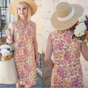 J.Jill Love Linen Floral Sleeveless V-neck Knee length dress w/Pockets size 10p